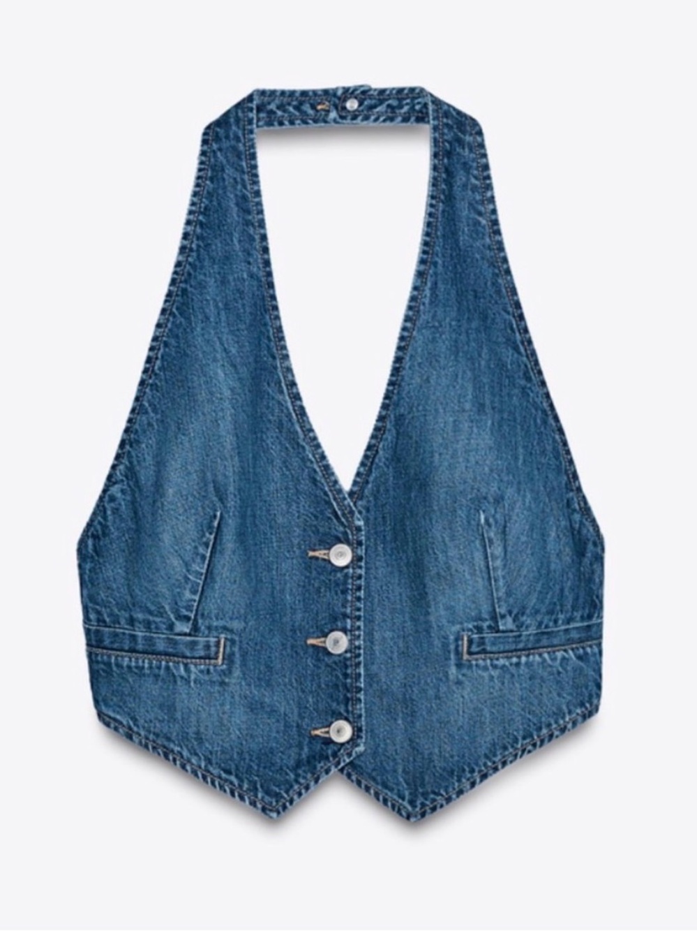 ZARA Denim Vest Halter Top